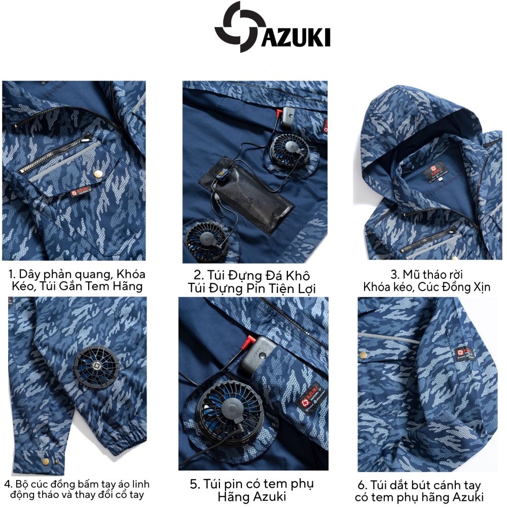 Áo điều hòa AZUKI Màu Xanh Loang [ ÁO RỜI, KHÔNG PHỤ KIỆN]