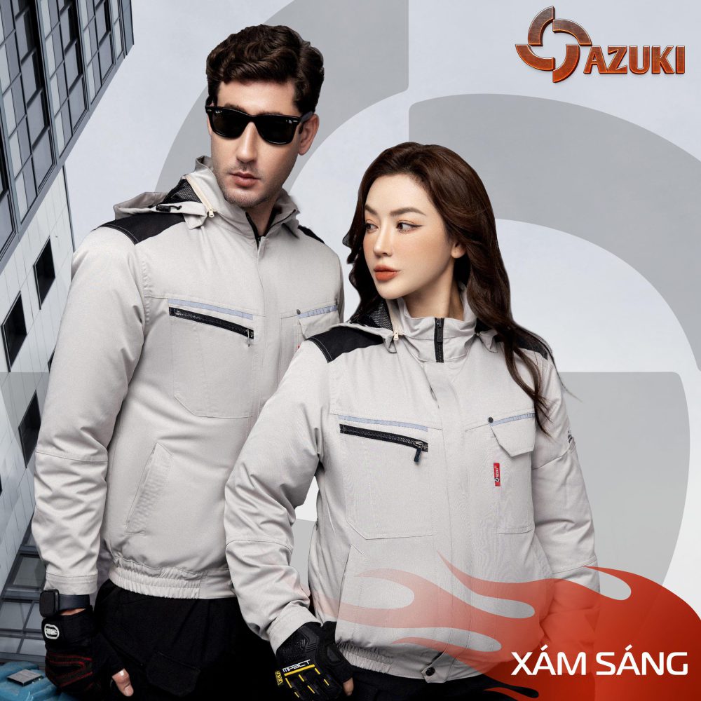 Áo Gắn Quạt Làm Mát AZUKI 2022 Mới Nhất, Chất Kaki Cao Cấp, Kháng Khuẩn Khử Mùi, Chống Tia Lửa Điện [ Chỉ Áo ]