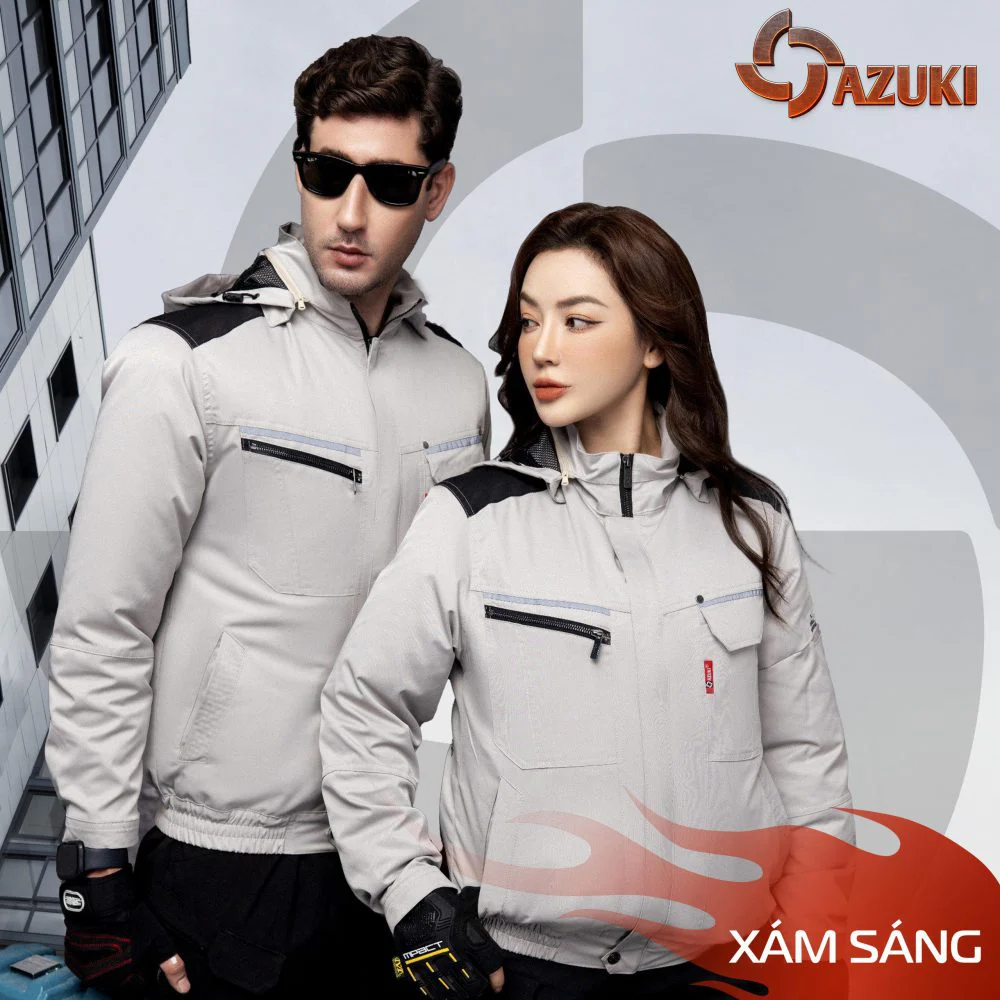 Áo Gắn Quạt Làm Mát AZUKI 2022 Mới Nhất, Chất Kaki Cao Cấp, Kháng Khuẩn Khử Mùi, Chống Tia Lửa Điện [ Chỉ Áo ]
