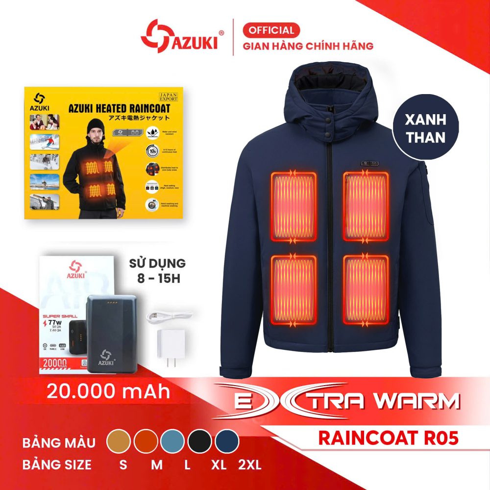 Áo Sưởi Ấm Azuki Raincoat R05 Chống Mưa Cao Cấp Mới Nhất 2026