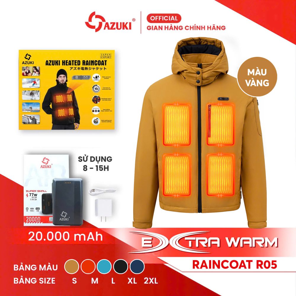 Áo Sưởi Ấm Azuki Raincoat R05 Chống Mưa Cao Cấp Mới Nhất 2026