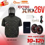 Áo điều hòa Azuki ngắn tay Extra X10 - Pin  Quạt 26V