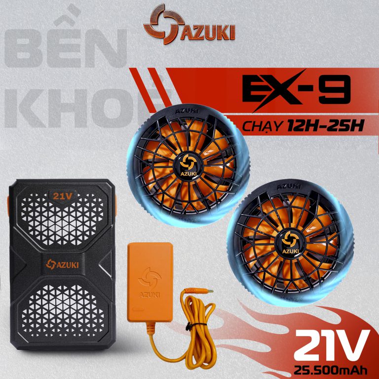Bộ Phụ Kiện Áo Điều Hòa Azuki Extra Light EX-9 New Season 2024 Pin 25.500mAh – Quạt 21V