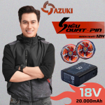 Áo Điều Hòa Azuki Ghi - Lê ULTRA S8 - UV CUT 2025 Pin 20.000mah - Quạt 18V