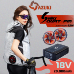 Áo Điều Hòa Azuki Ghi – Lê ULTRA S8 Pin 20.000mah – Quạt 18V