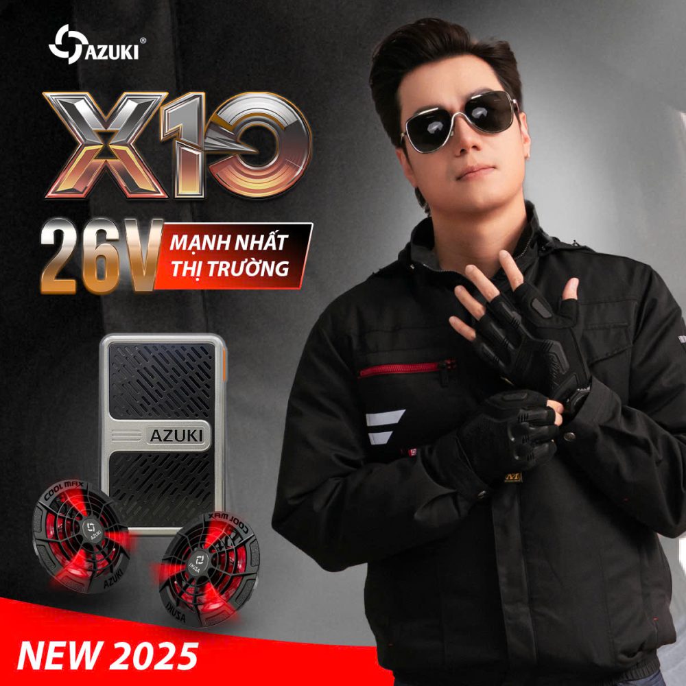 Bộ Áo Điều Hòa Azuki Extra X10: Pin 24000mAh - Quạt 26V Mạnh Nhất Thị Trường