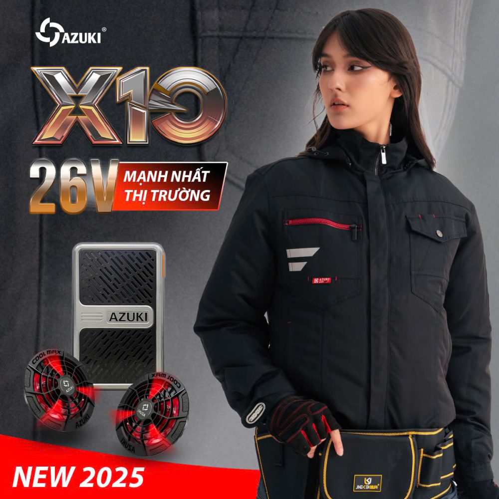 Bộ Áo Điều Hòa Azuki Extra X10: Pin 24000mAh - Quạt 26V Mạnh Nhất Thị Trường