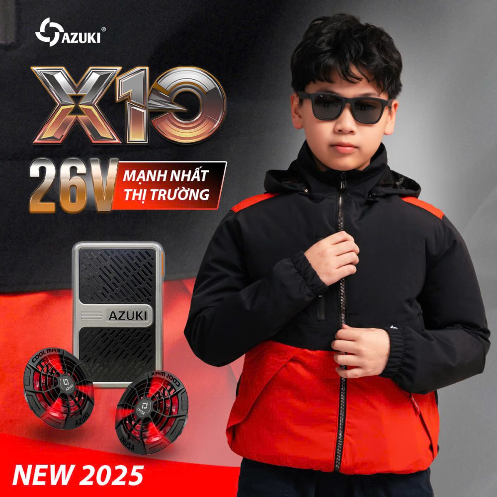Bộ Áo Điều Hòa Azuki Extra X10: Pin 24000mAh - Quạt 26V Mạnh Nhất Thị Trường