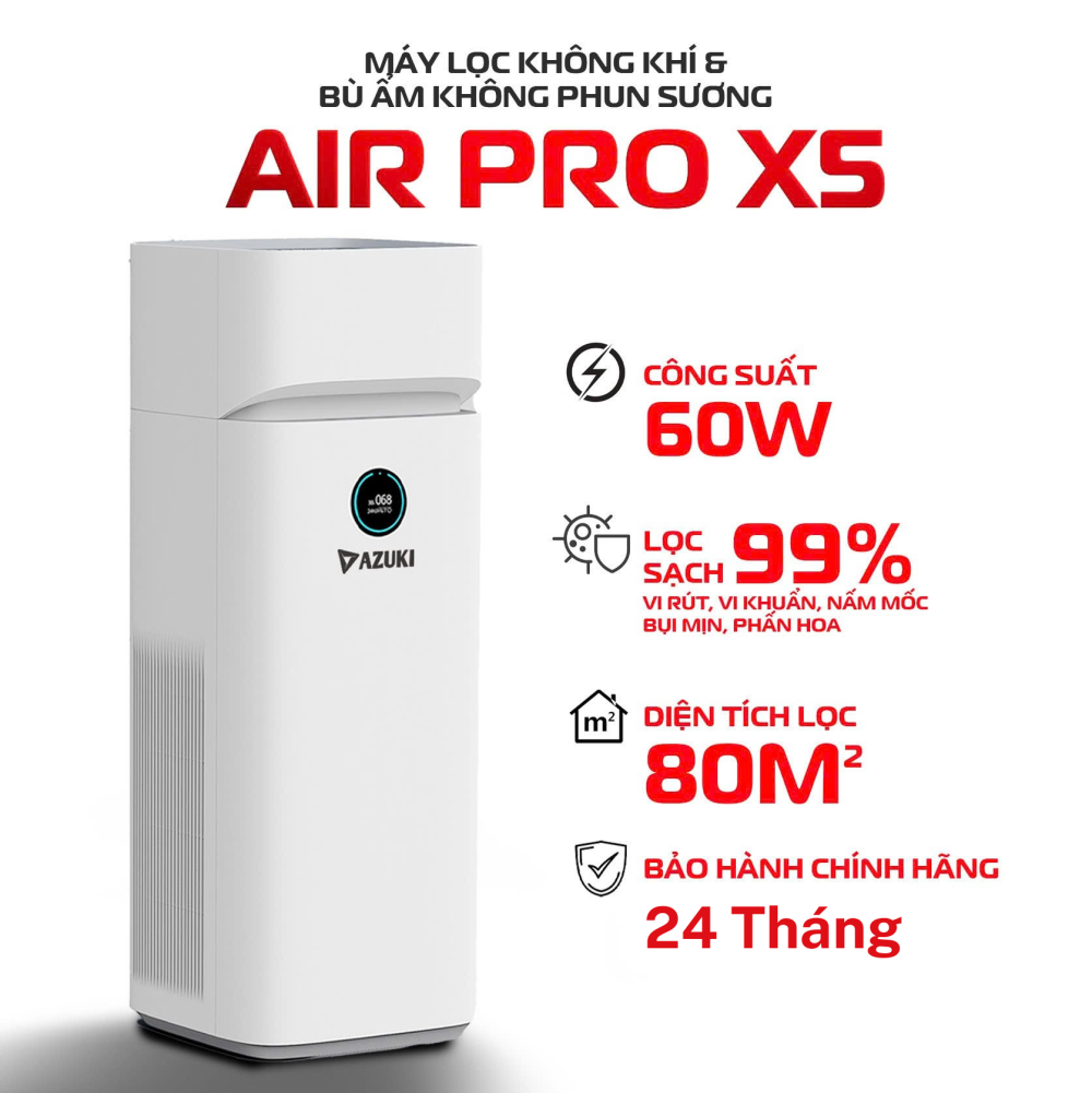 Máy lọc không khí bù ẩm không phun sương Azuki Air Pro X5 Mới Nhất 2025