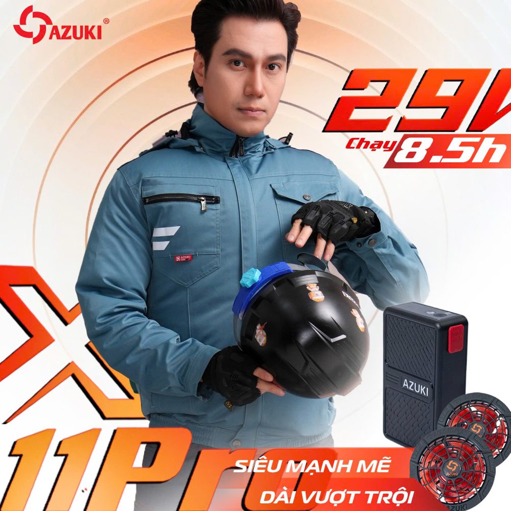 Áo Điều Hòa Azuki X11 Pro Chính Hãng, Quạt 29V Mạnh Nhất, Pin 30.000mAh Siêu Khủng