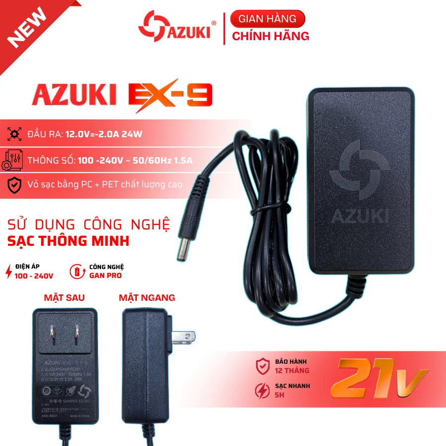 Sạc Azuki EX9 21V [Bảo hành chính hãng 12 tháng]