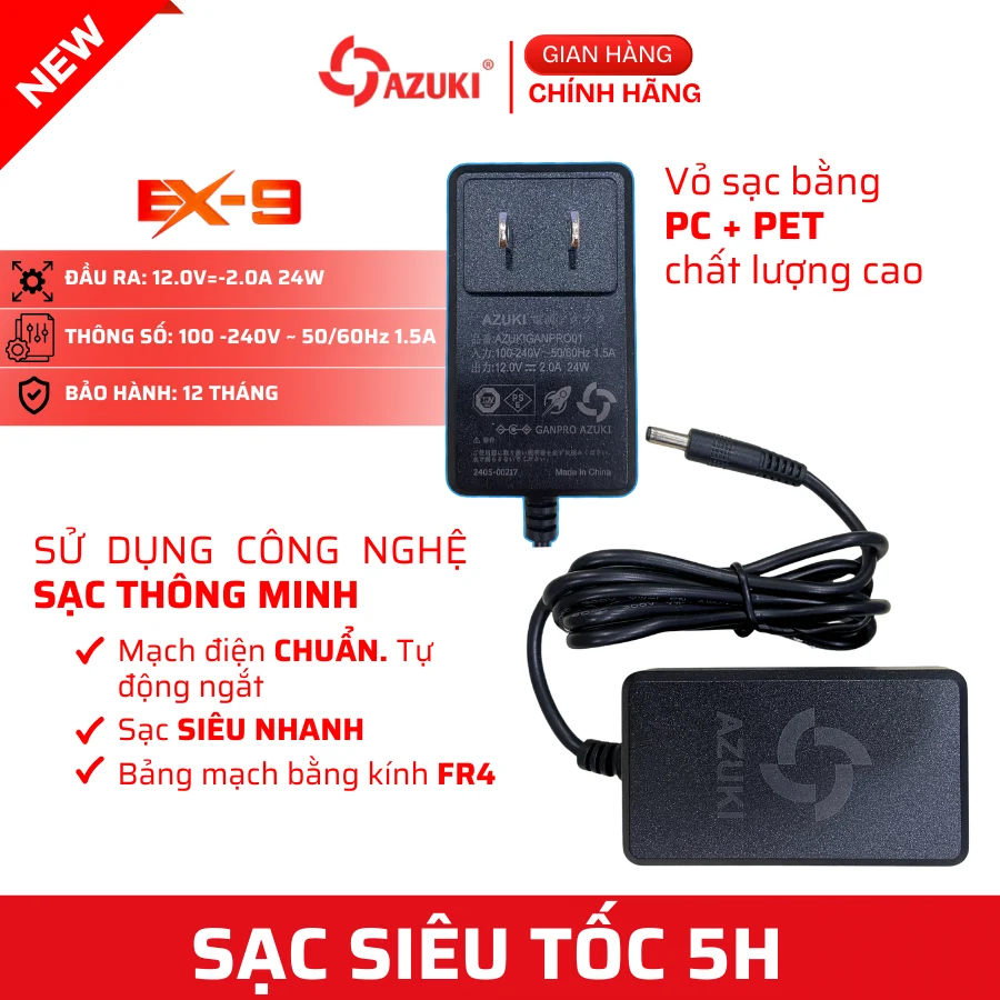 Sạc Azuki EX9 21V [Bảo hành chính hãng 12 tháng]