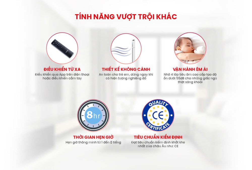 Quạt Tháp Sưởi Ấm Không Cánh 2 Chiều AZUKI SK09 - Giải Pháp 4IN1 Cho Cuộc Sống Hiện Đại