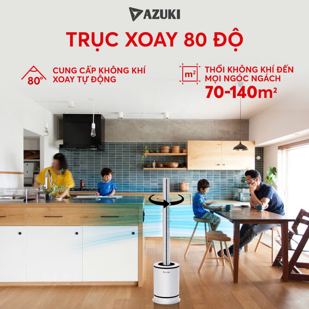 Quạt Tháp Sưởi Ấm Không Cánh 2 Chiều AZUKI SK09 - Giải Pháp 4IN1 Cho Cuộc Sống Hiện Đại