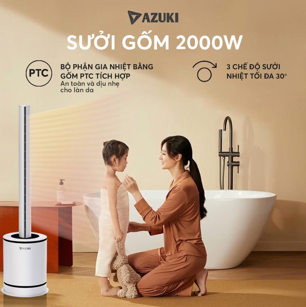 Quạt Tháp Sưởi Ấm Không Cánh 2 Chiều AZUKI SK09 - Giải Pháp 4IN1 Cho Cuộc Sống Hiện Đại