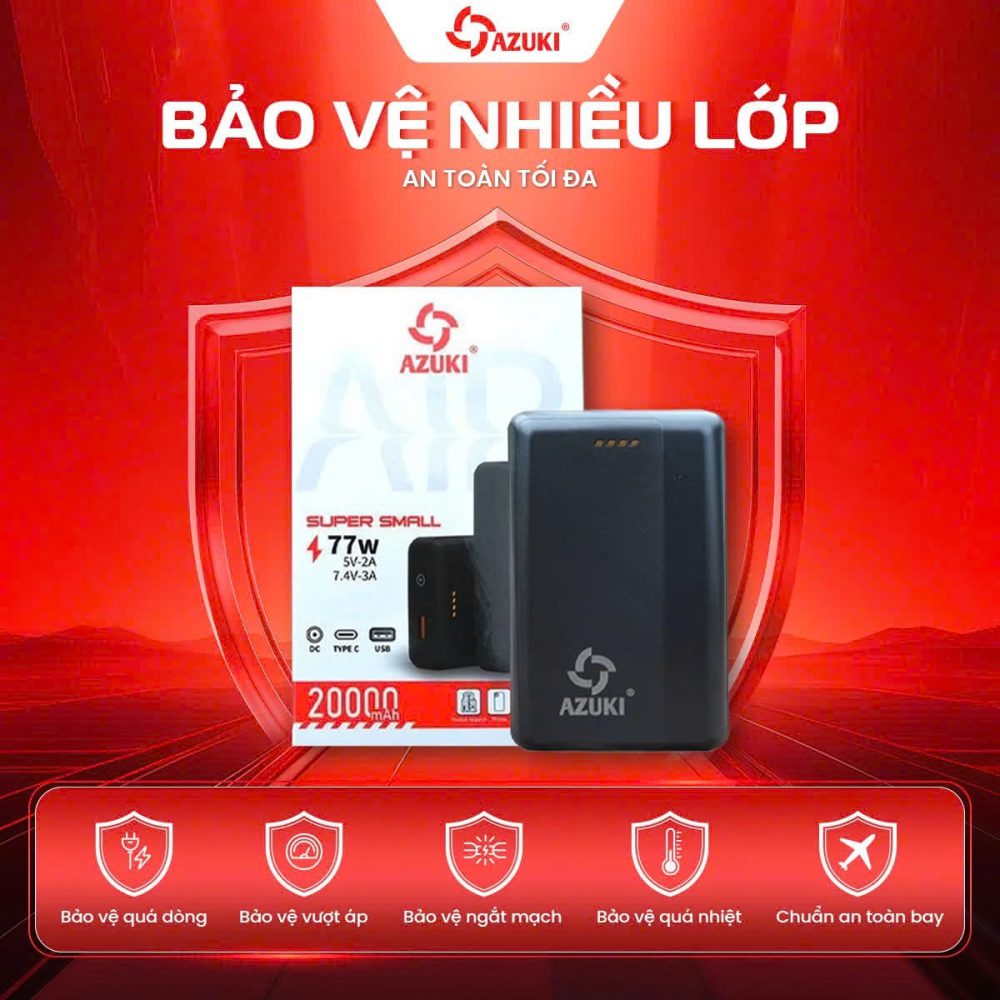Pin Dành Cho Áo Sưởi Ấm Azuki (Pin 20.000mAh kèm sạc, Bảo hành chính hãng 12 tháng)