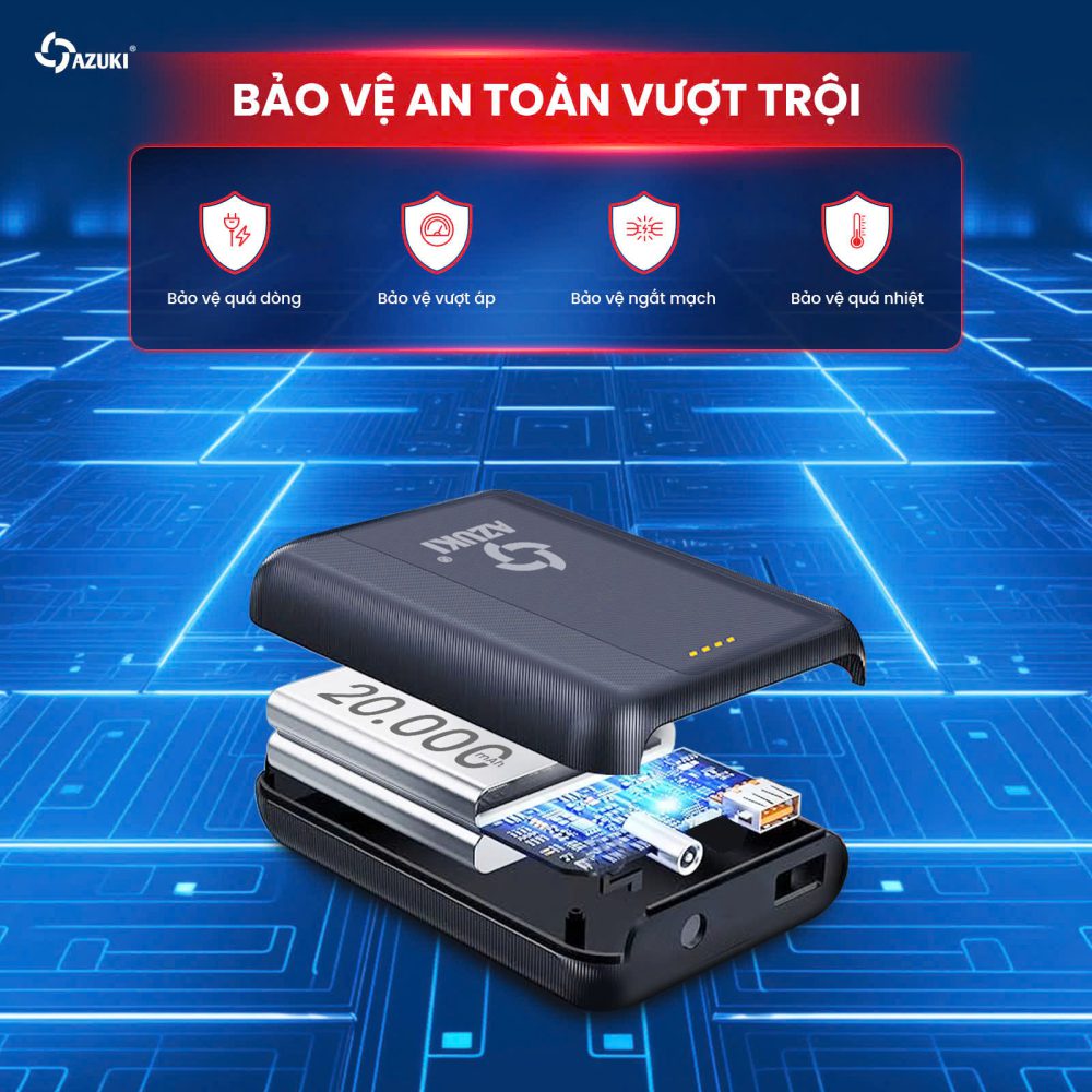 Pin Dành Cho Áo Sưởi Ấm Azuki (Pin 20.000mAh kèm sạc, Bảo hành chính hãng 12 tháng)