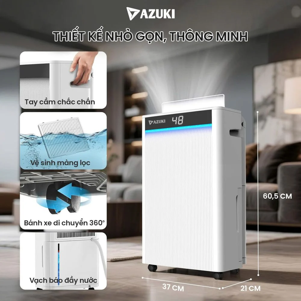 Máy Hút Ẩm Kiêm Lọc Không Khí Azuki Galaxy X4 – Công Suất 25L, Khử Ẩm Mốc, Lọc Bụi PM2.5