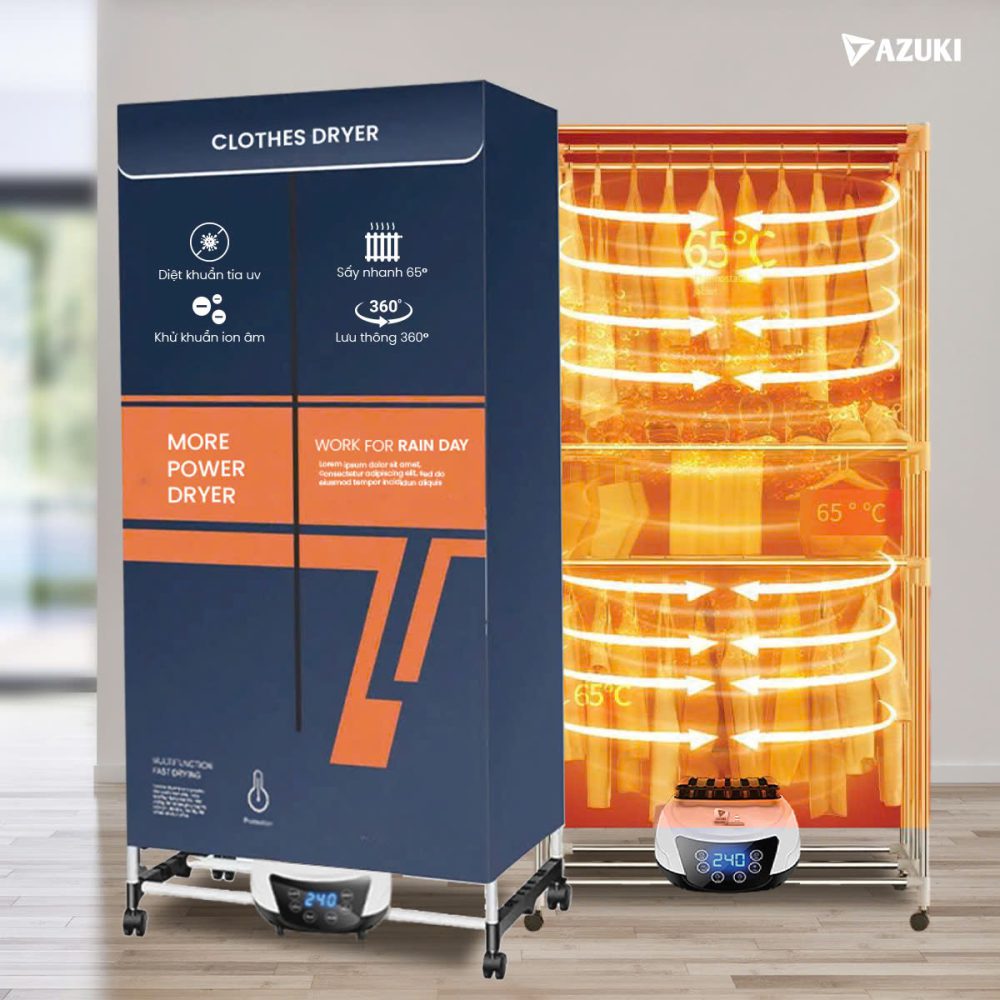 Tủ Sấy Quần Áo AZUKI BG-168 – Sấy Nhanh, Khử Khuẩn, Tiết Kiệm Điện