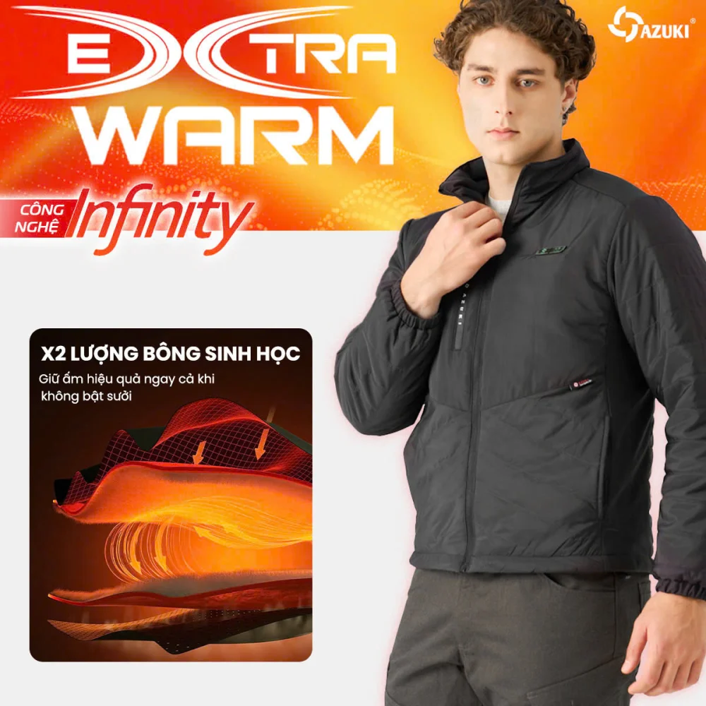 Áo Sưởi Ấm AZUKI EXTRA WARM S03 Dài Tay Siêu Nhẹ - 6 Vùng Sưởi, 3 Mức Nhiệt An Toàn