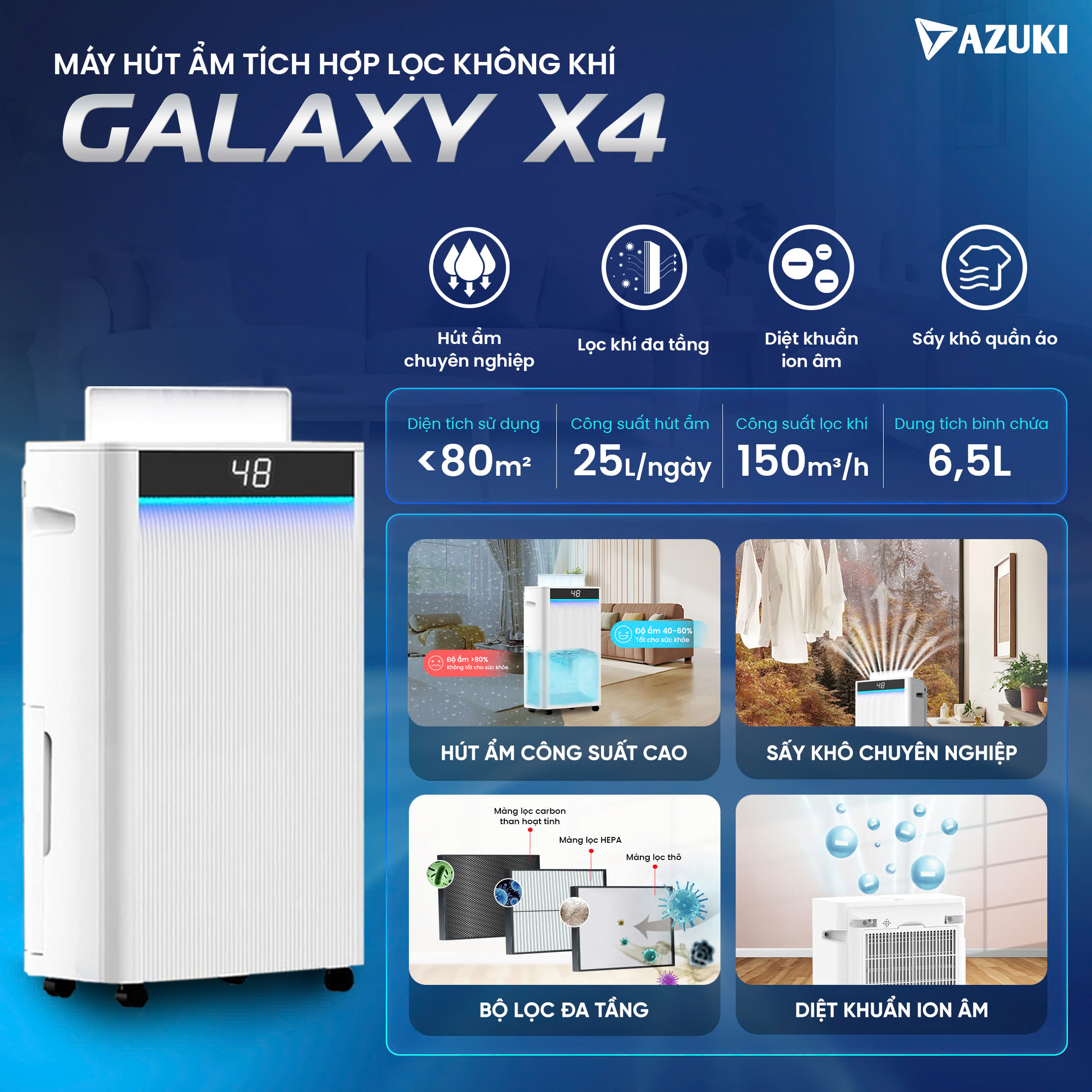máy hút ẩm Azuki X4